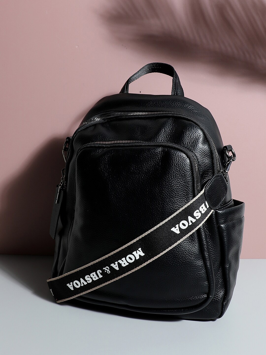 

HAUTE SAUCE by Campus Sutra Women Black Leather Backpack