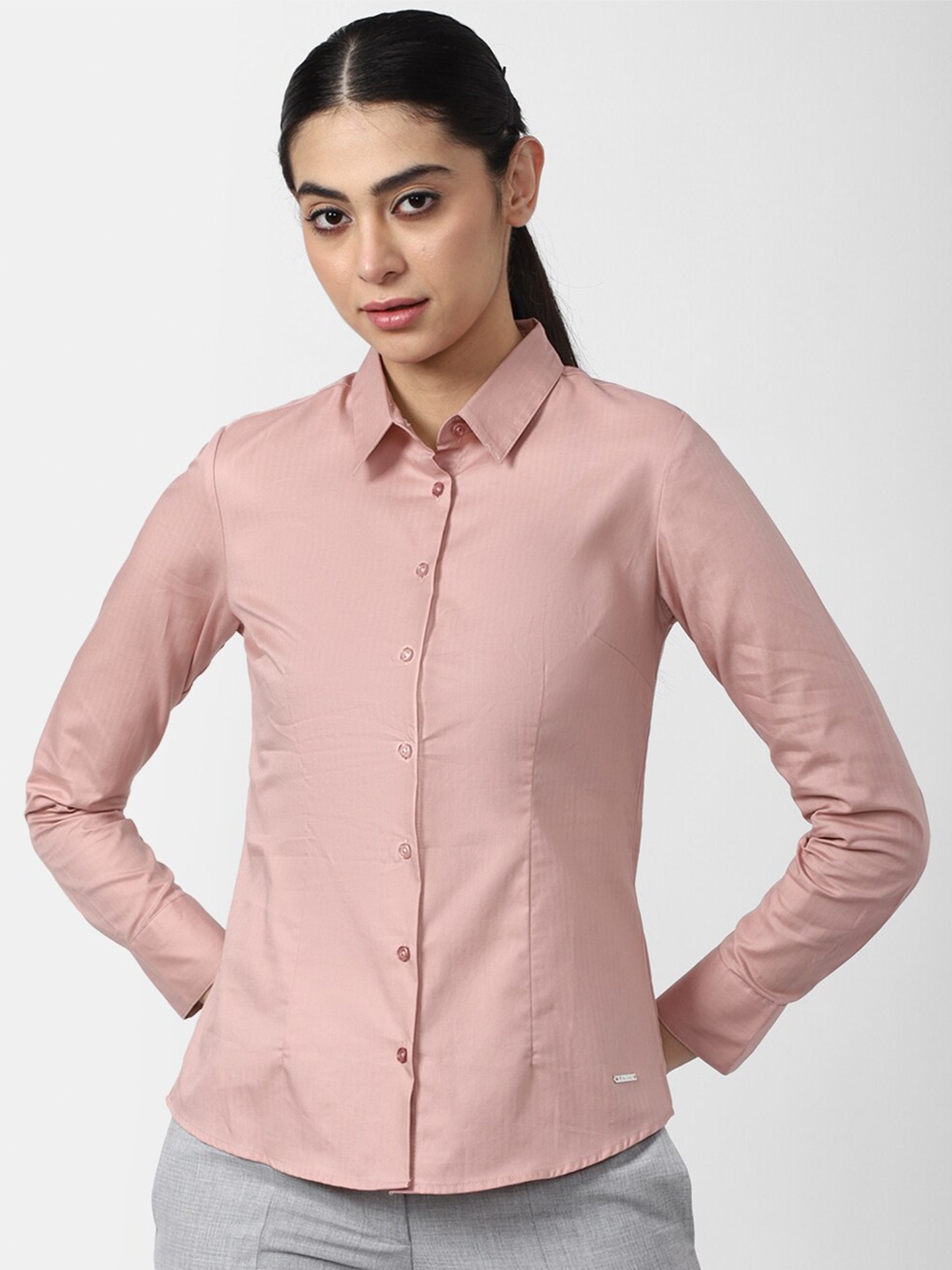 

Van Heusen Woman Women Pink Cotton Casual Shirt