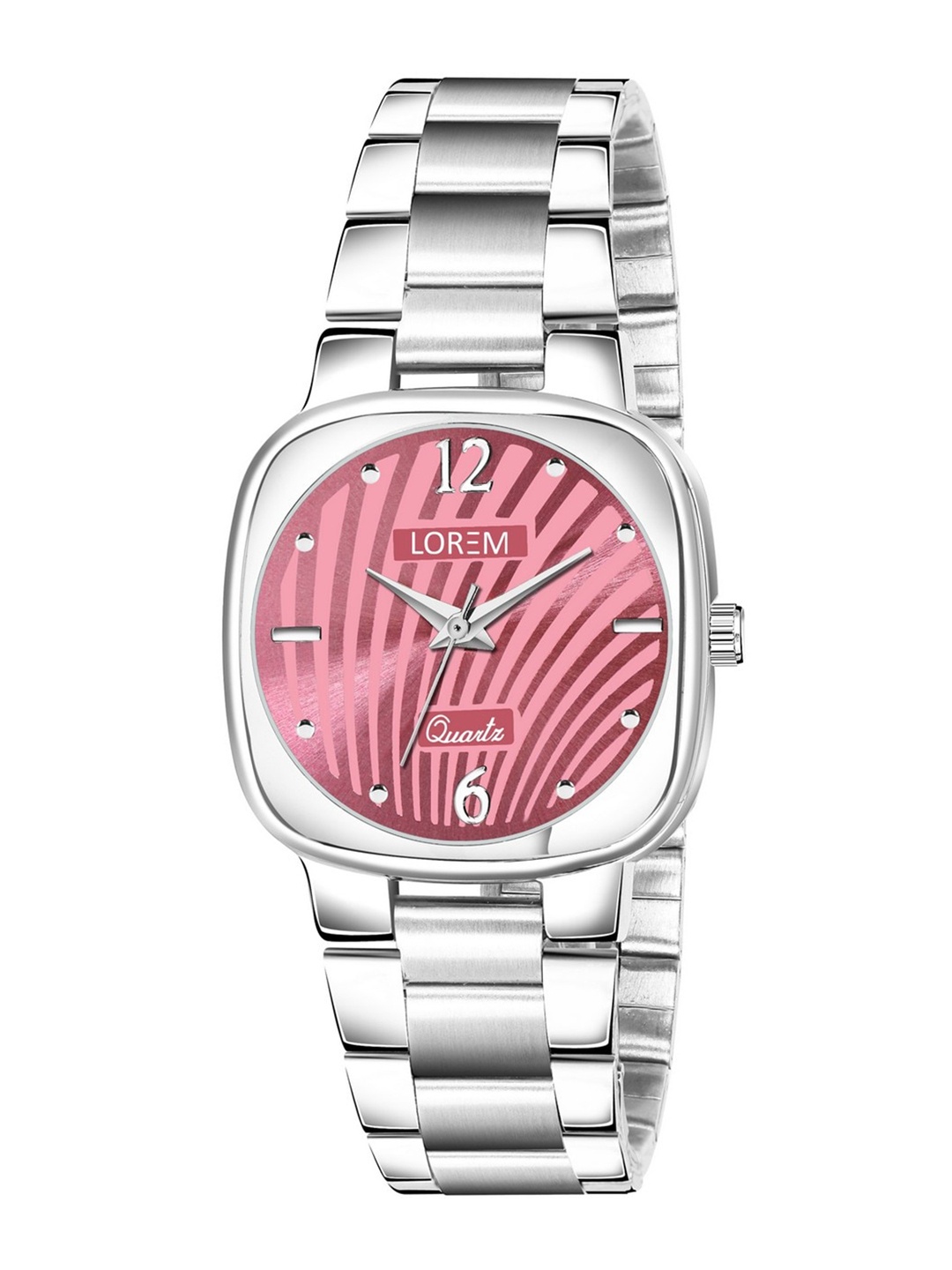 

LOREM Women Pink Dial & Silver Toned Bracelet Style Straps Analogue Watch LR308-CM