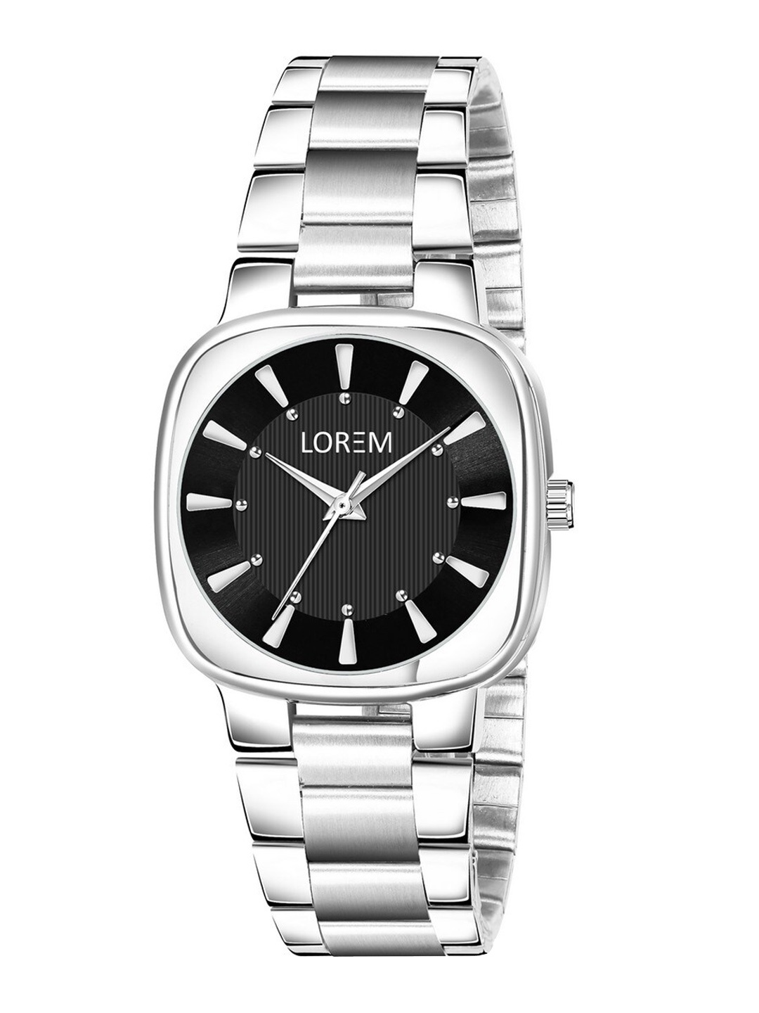 

LOREM Women Black Dial & Silver Toned Bracelet Style Straps Analogue Watch