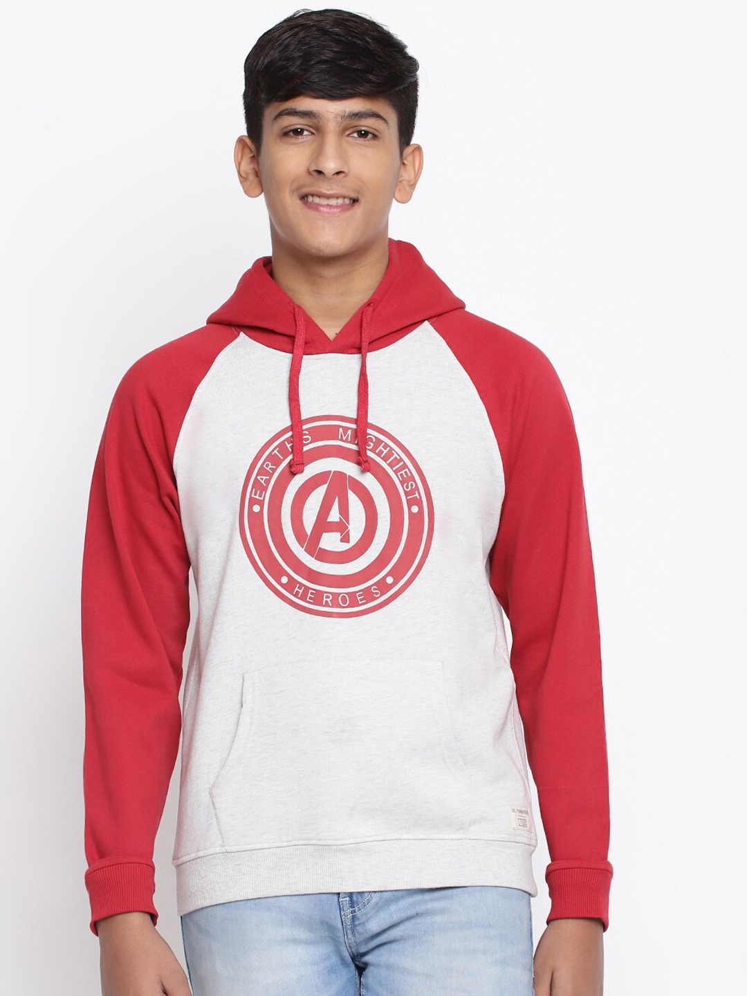 

Lil Tomatoes Boys Red Printed Hooded Sweatshirt