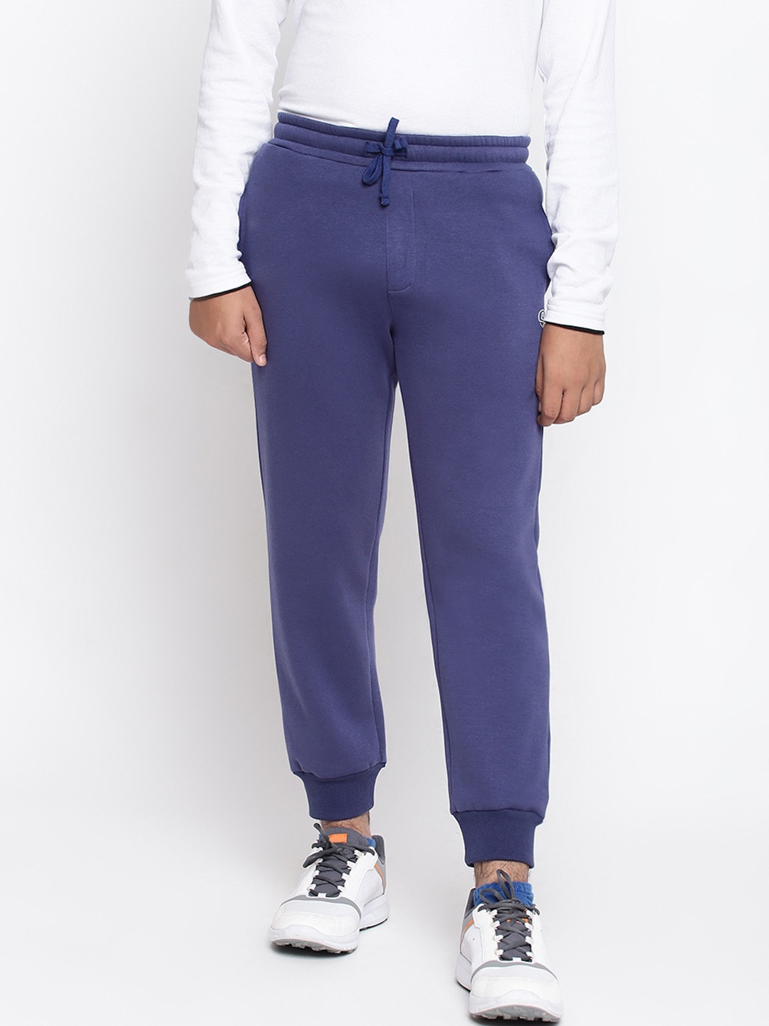 

Lil Tomatoes Boys Navy Blue Solid Mid-Rise Joggers