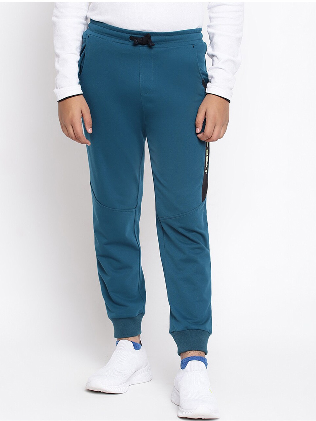 

Lil Tomatoes Boys Teal Blue Solid Cotton Joggers