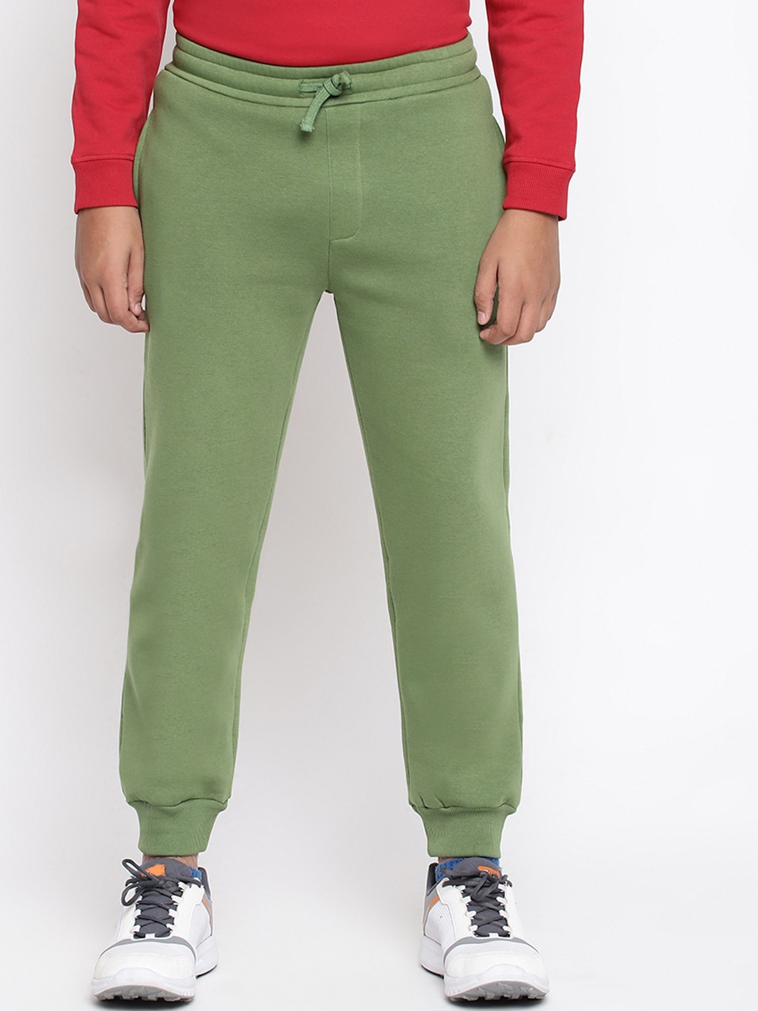 

Lil Tomatoes Boys Olive Green Solid Joggers