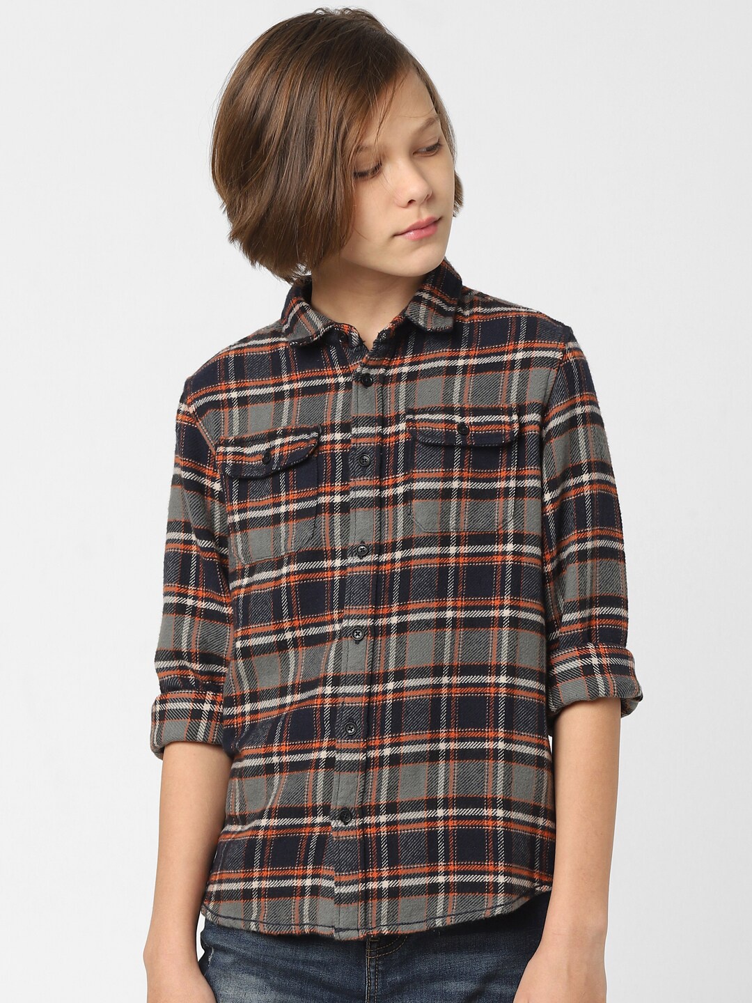 

Jack & Jones Junior Boys Blue Slim Fit Tartan Checked Casual Shirt