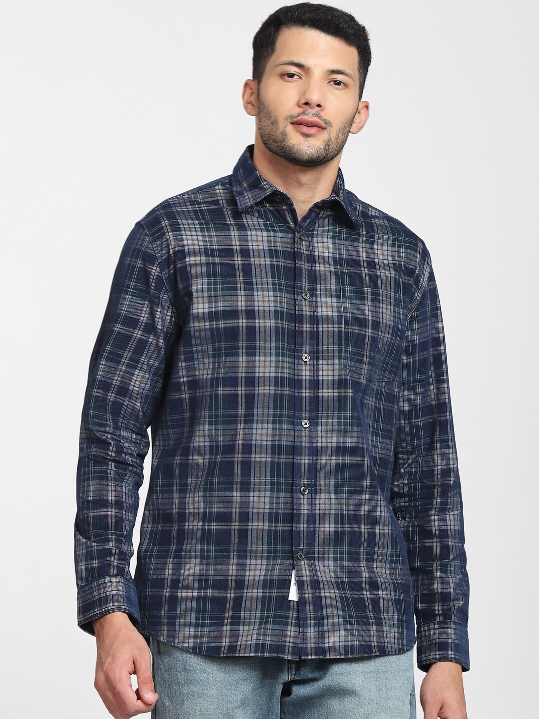 

SELECTED Men Blue Tartan Checks Checked Casual Shirt