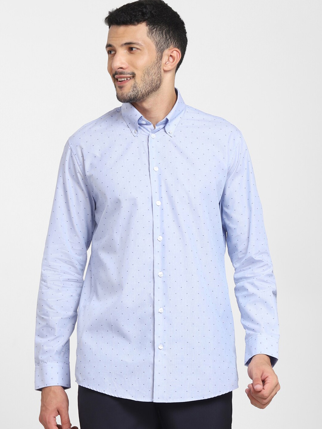 

SELECTED Men Blue Slim Fit Printed Formal Shirt