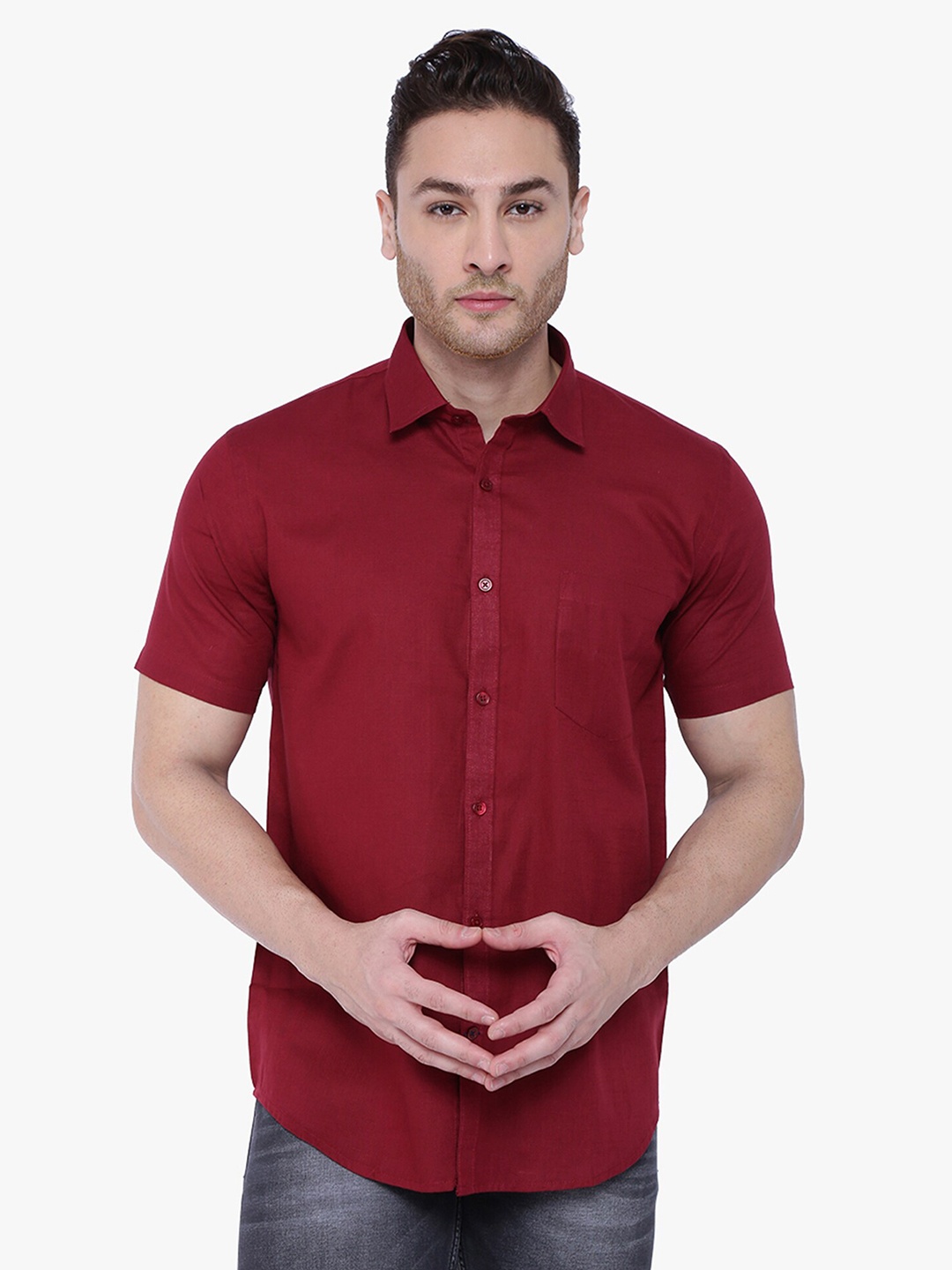 Southbay Men Maroon Smart Tailored Fit Casual Shirt