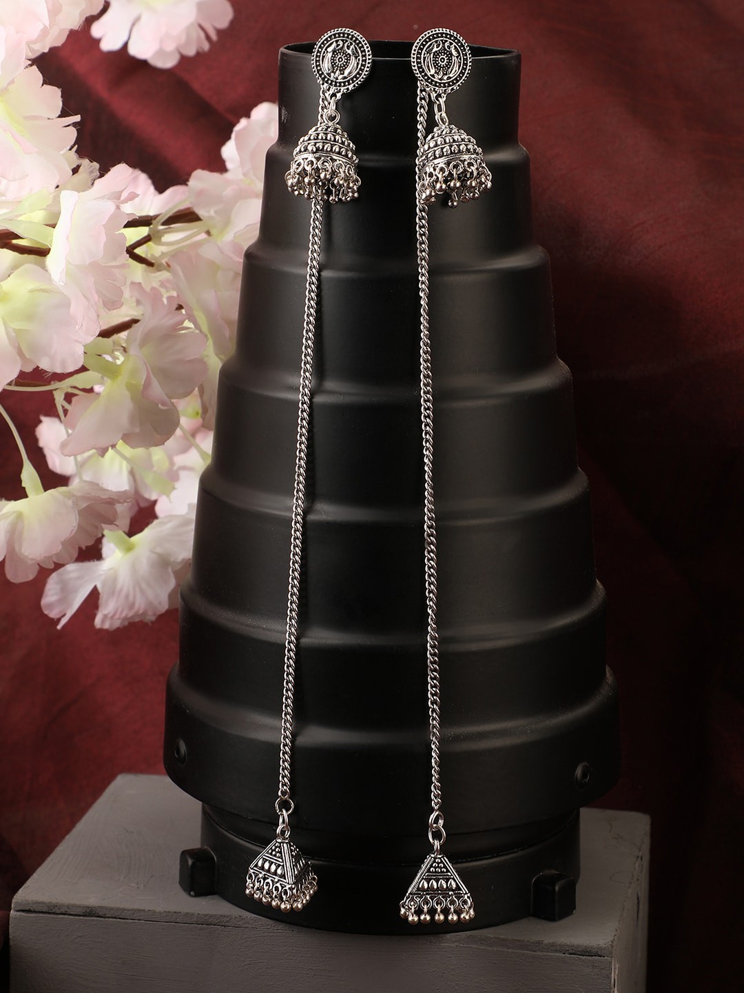 

Bhana Fashion Women Silver-Toned Contemporary Drop Earrings