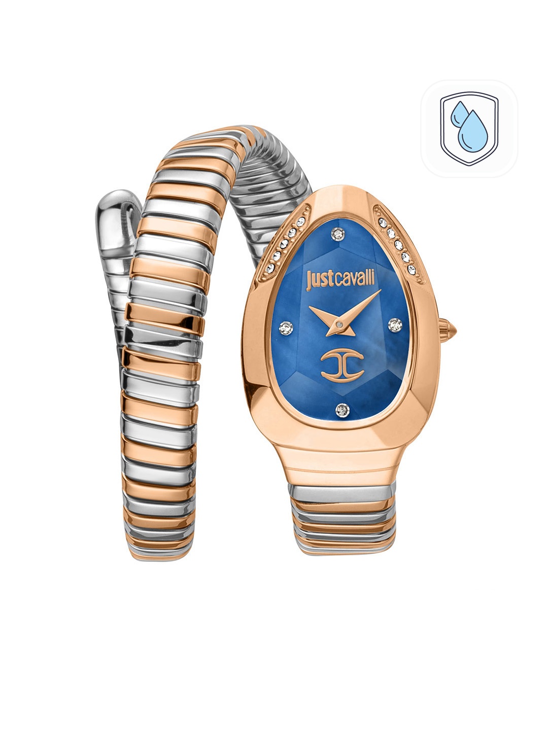 

Just Cavalli Women Blue & Rose Gold Toned Wrap Just Glam Evo 4 Analogue Watch JC1L229M0085