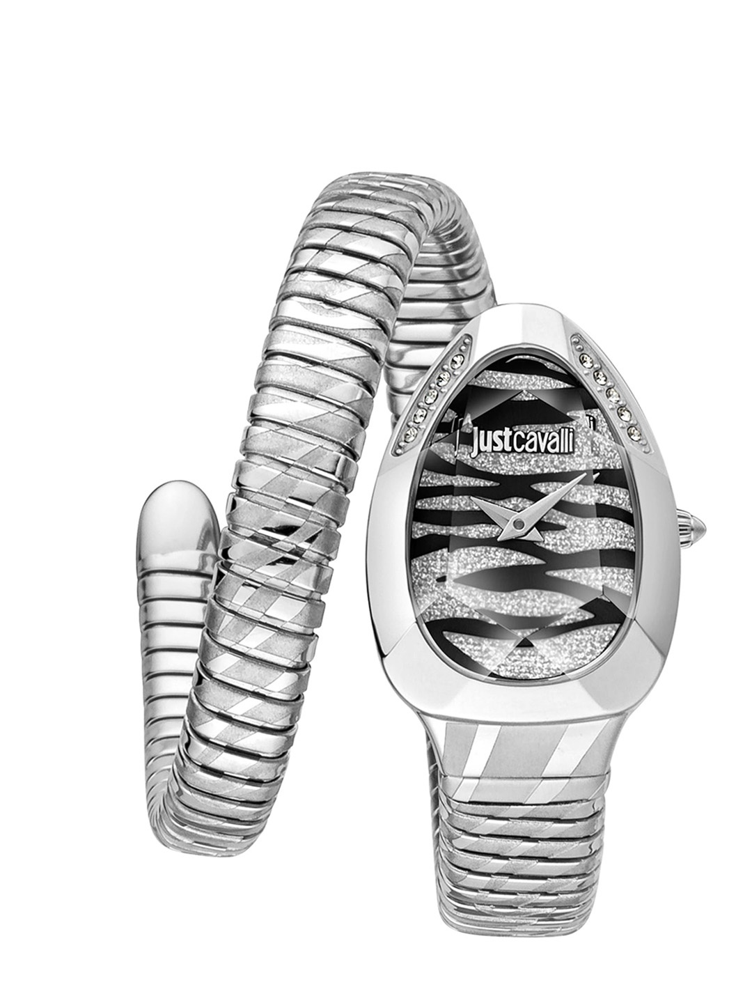 

Just Cavalli Women Printed Dial & Stainless Steel Wrap Around Straps Analogue Watch, Silver