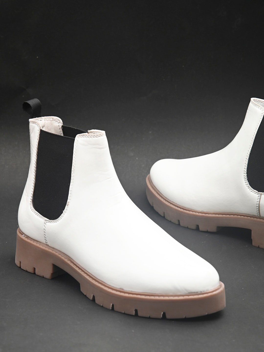 

El Paso Women White Solid Leather Boots