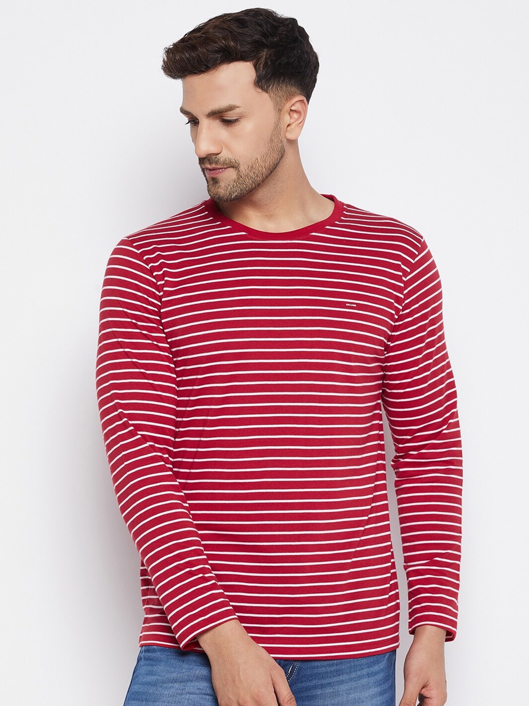 

Okane Men Red Striped T-shirt
