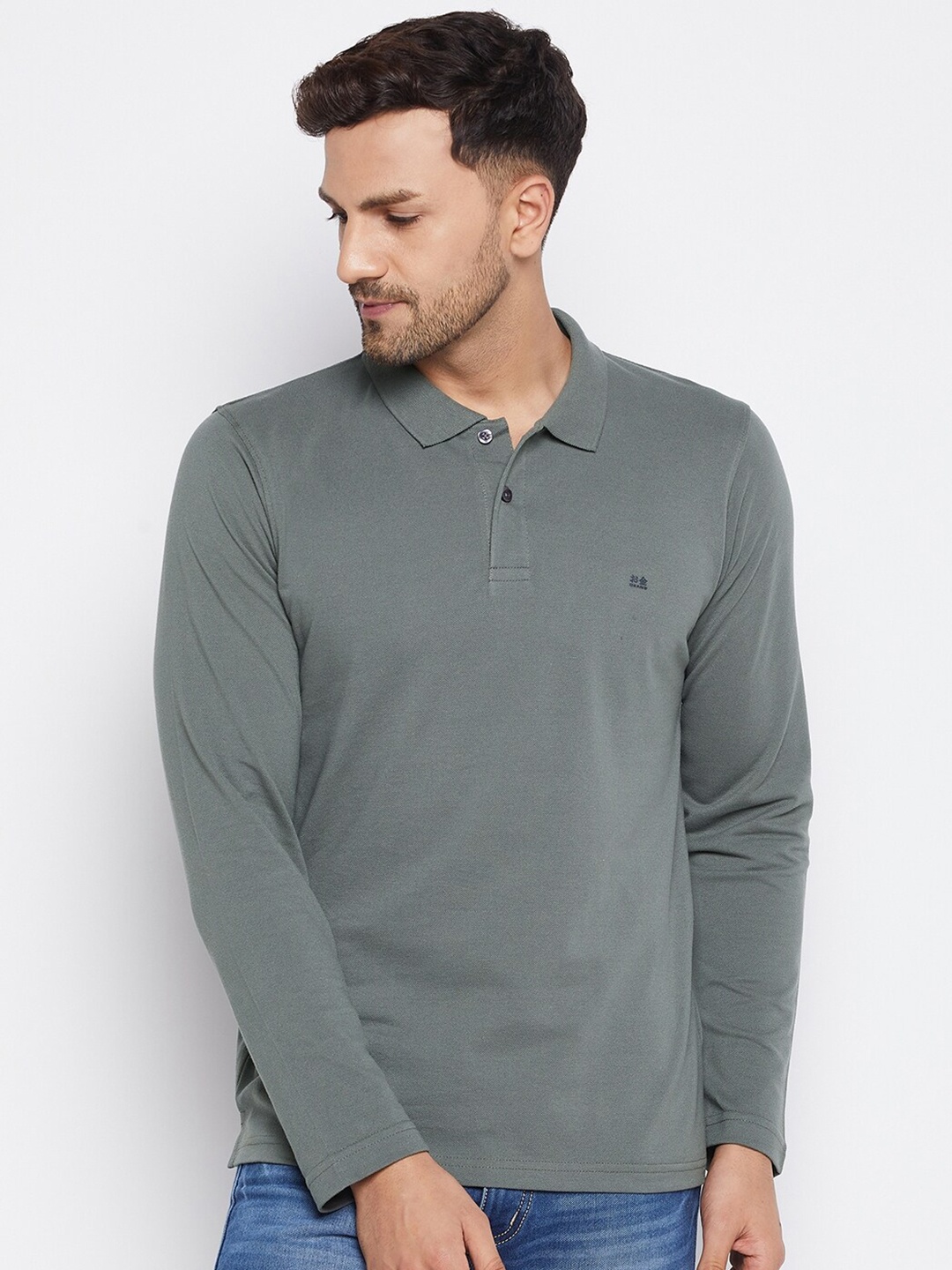 

Okane Men Olive Green Polo Collar T-shirt