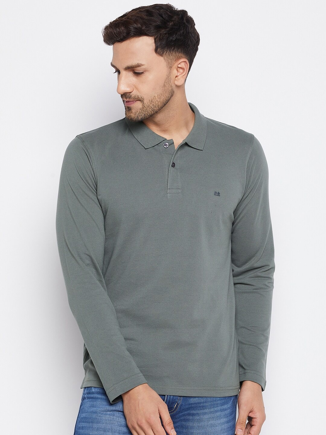 

Okane Men Olive Green Polo Collar T-shirt