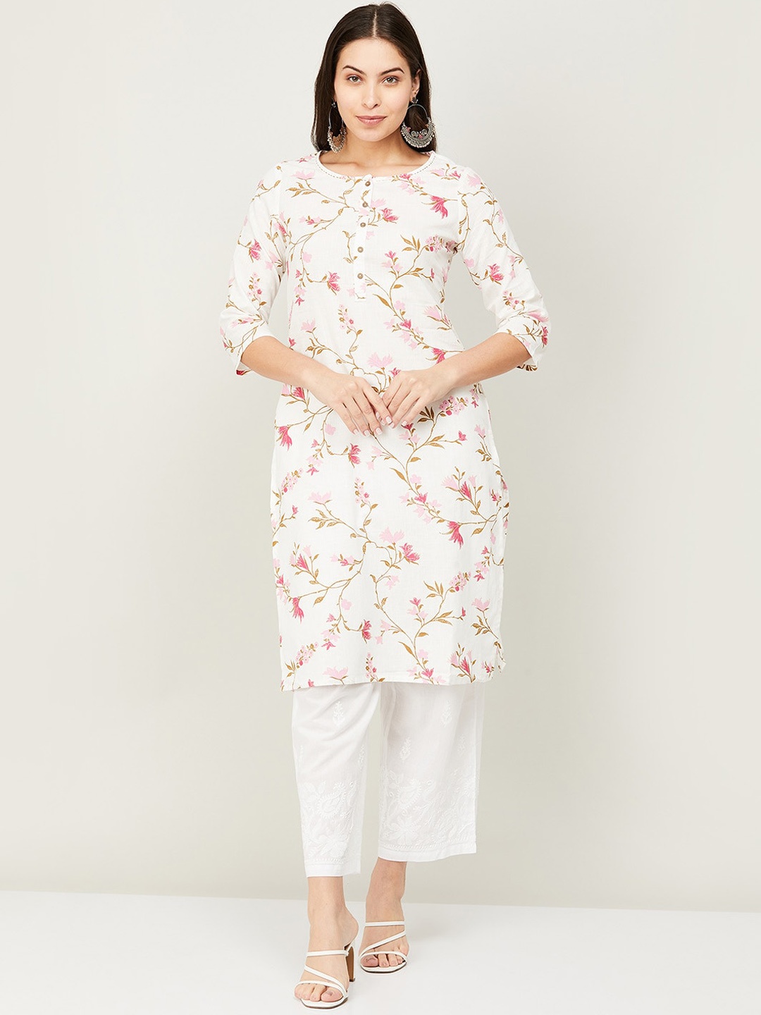 

Melange by Lifestyle Women Pink Floral Printed Kurta