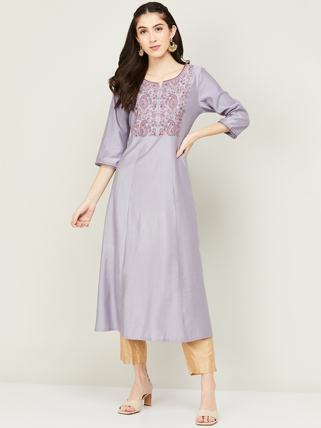 

Melange by Lifestyle Women Blue Thread Work Kurta