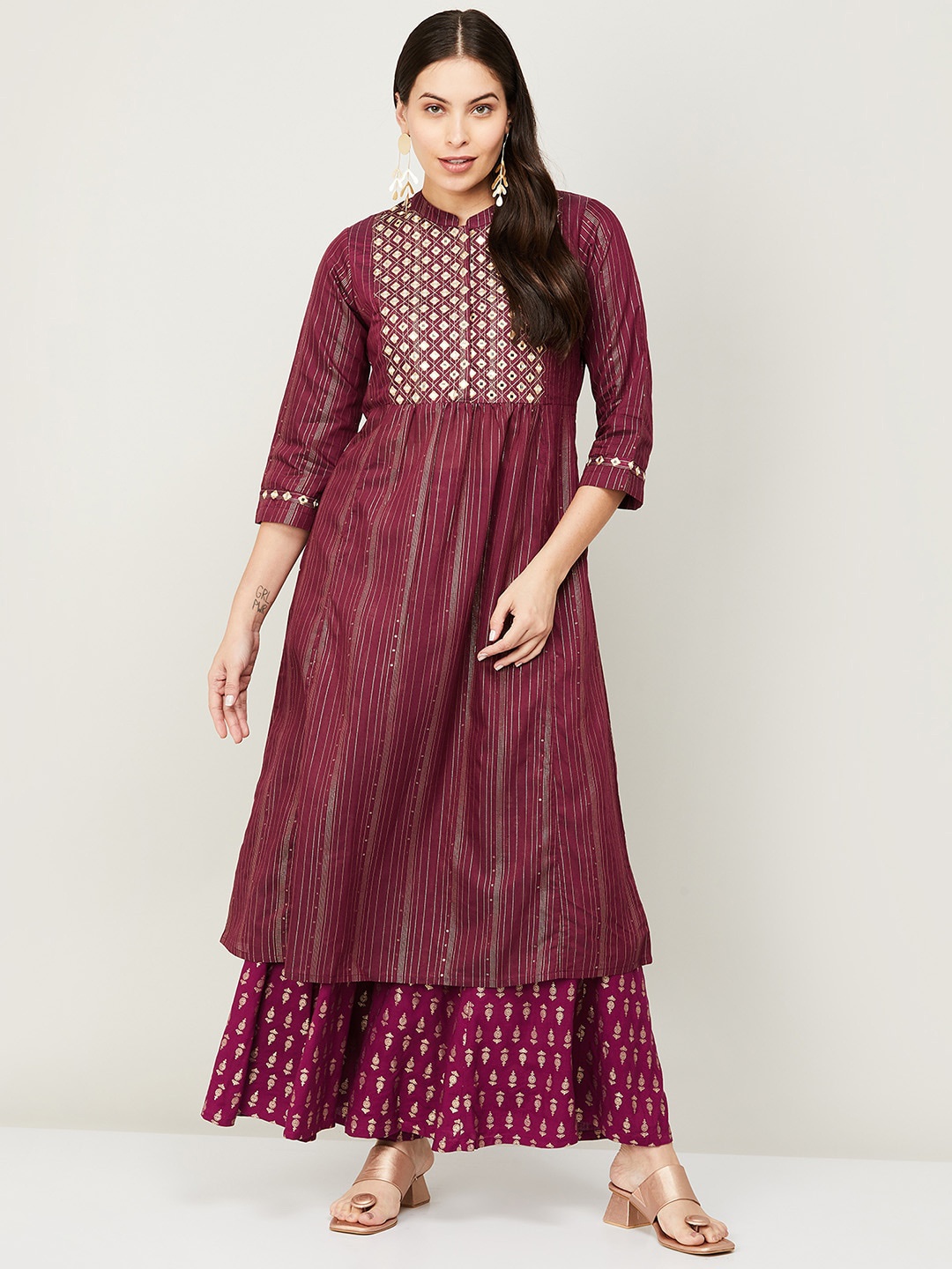 

Melange by Lifestyle Women Red Thread Work Anarkali Kurta