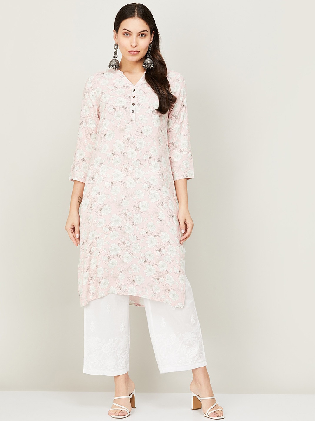 

Melange by Lifestyle Women Pink Floral Printed Kurta