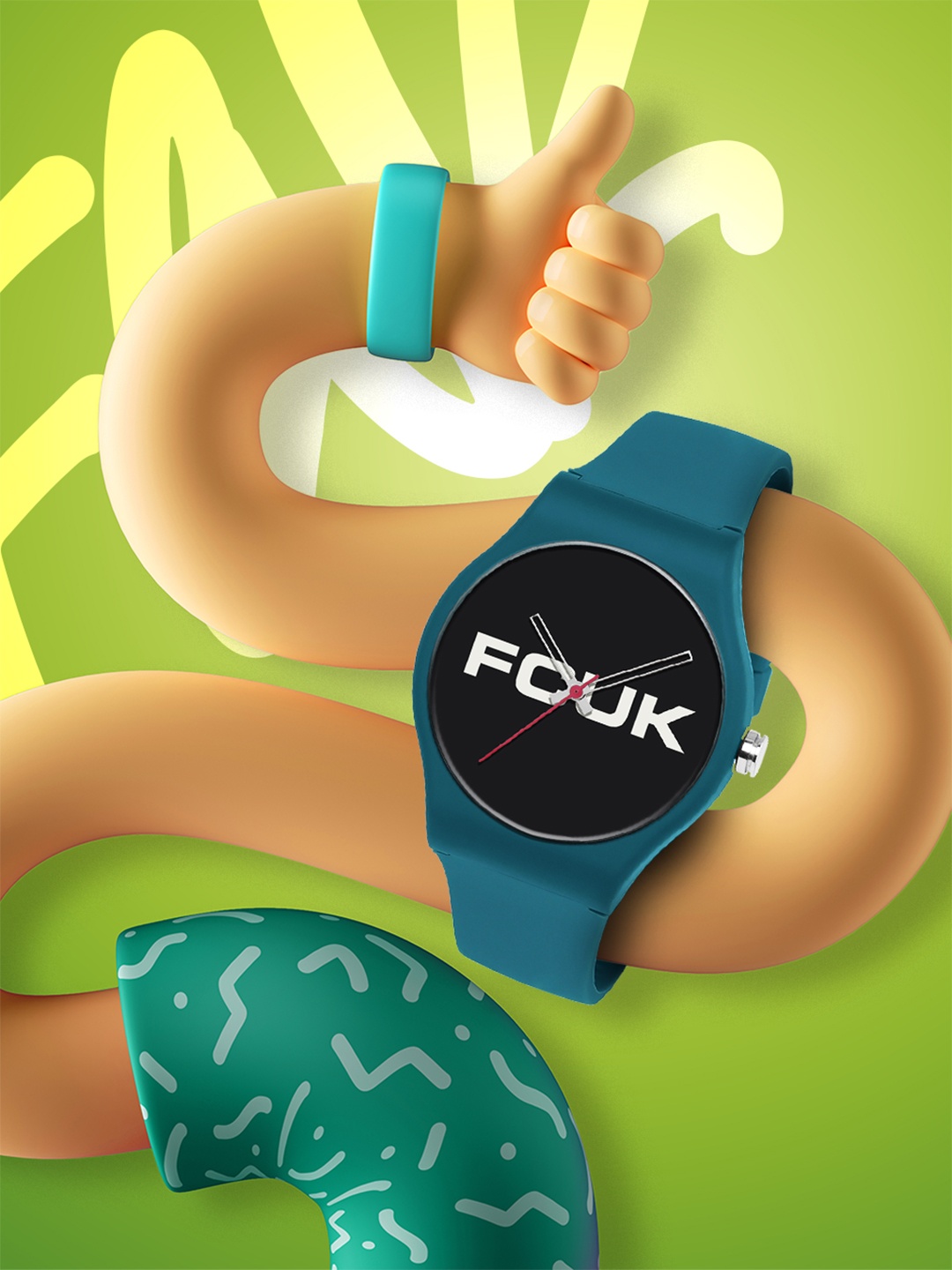 

FCUK Men Black Printed Dial & Green Straps Analogue Watch FC179GR.2