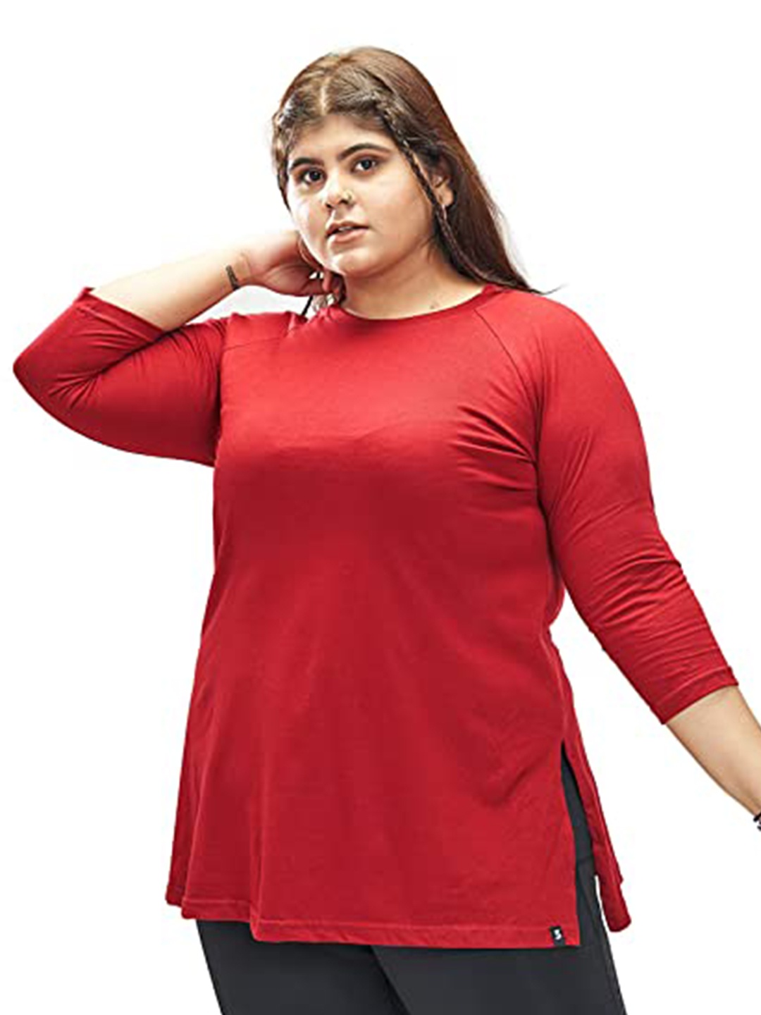 

SPIRIT ANIMAL Women Maroon Drop-Shoulder Sleeves T-shirt