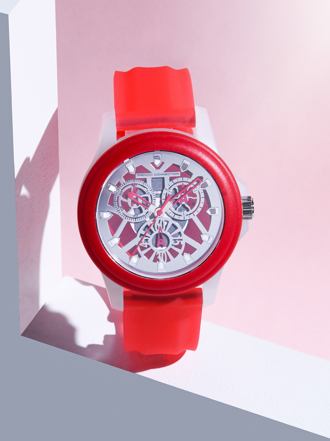 

French Connection Men Red Printed Dial & Red Straps Analogue Watch