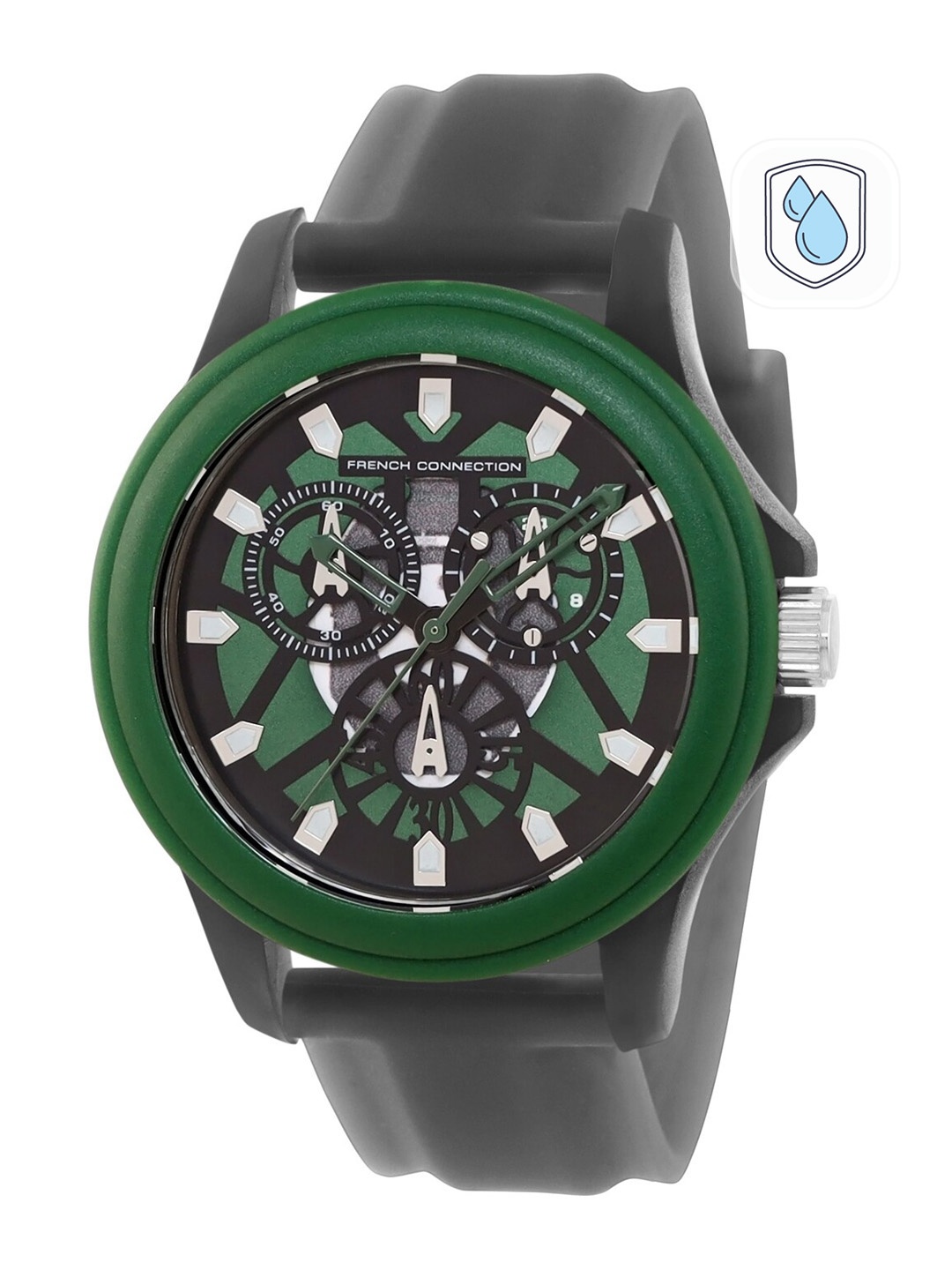 

French Connection Men Green FC178B.2 Dial & Grey Straps Analogue Watch