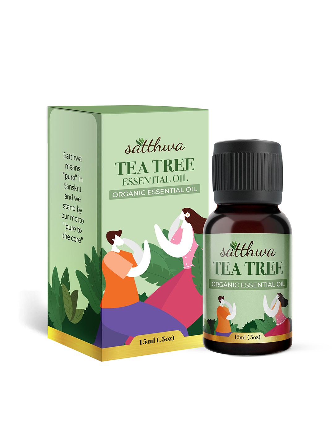 

Satthwa 100% Pure & Natural Tea Tree Essential Oil - 15ml, White