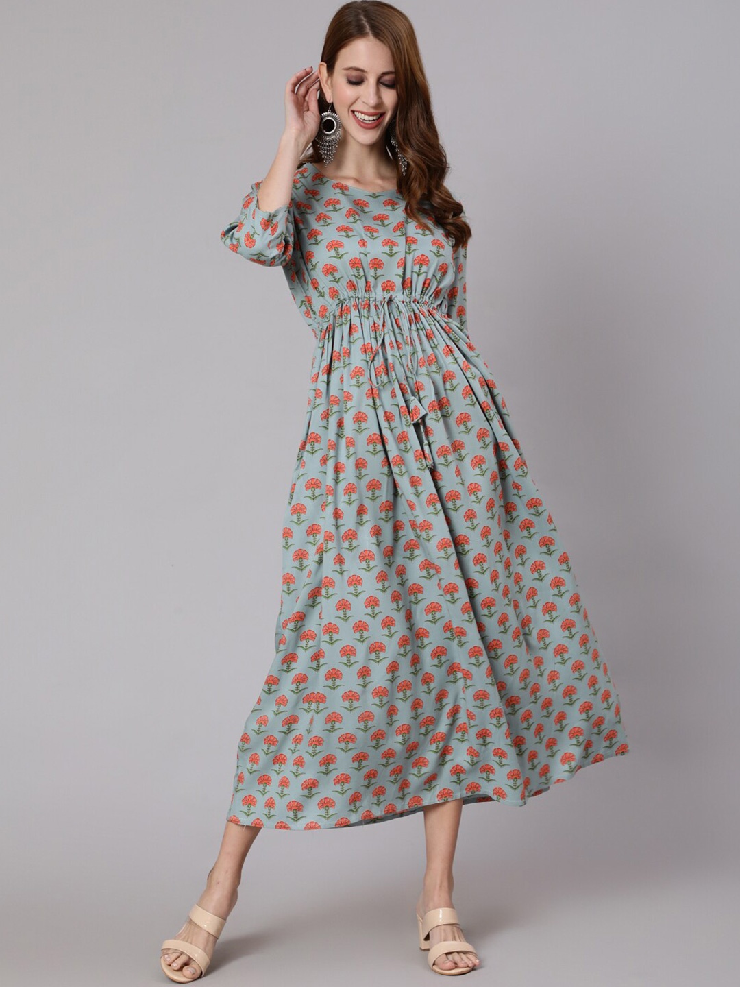 

AASI - HOUSE OF NAYO Green Floral Printed Maxi Dress