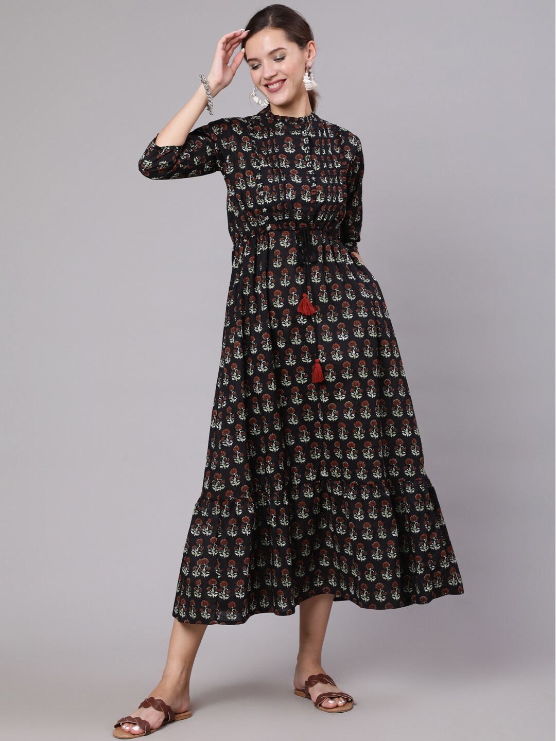 

AASI - HOUSE OF NAYO Black Floral Midi Dress