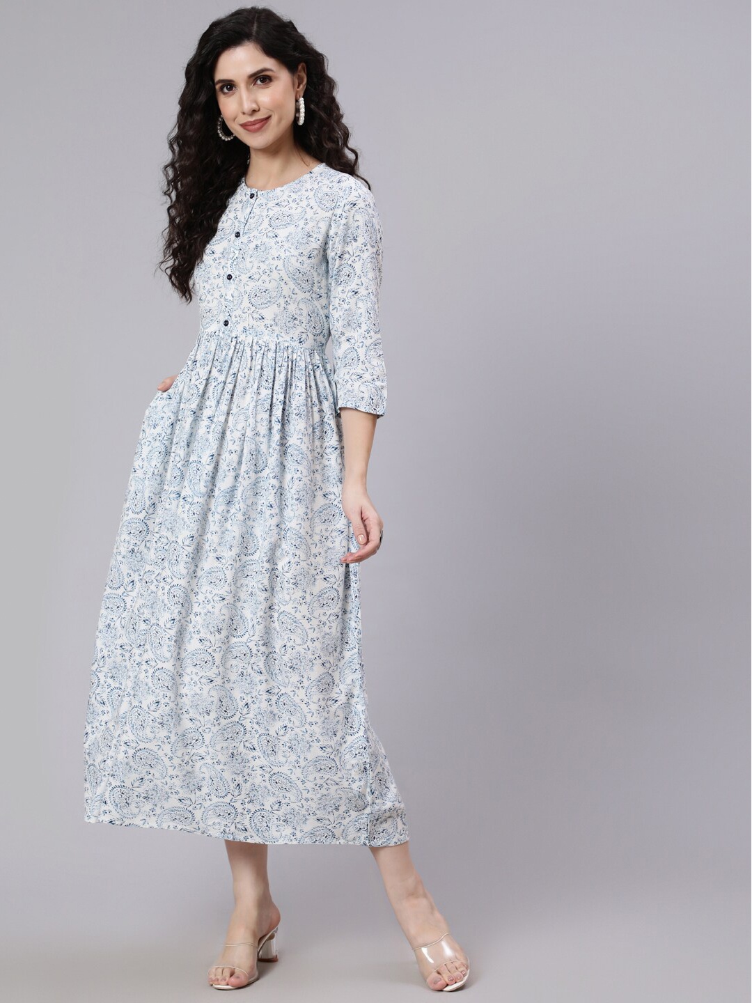 

AASI - HOUSE OF NAYO White Floral Ethnic Midi Dress