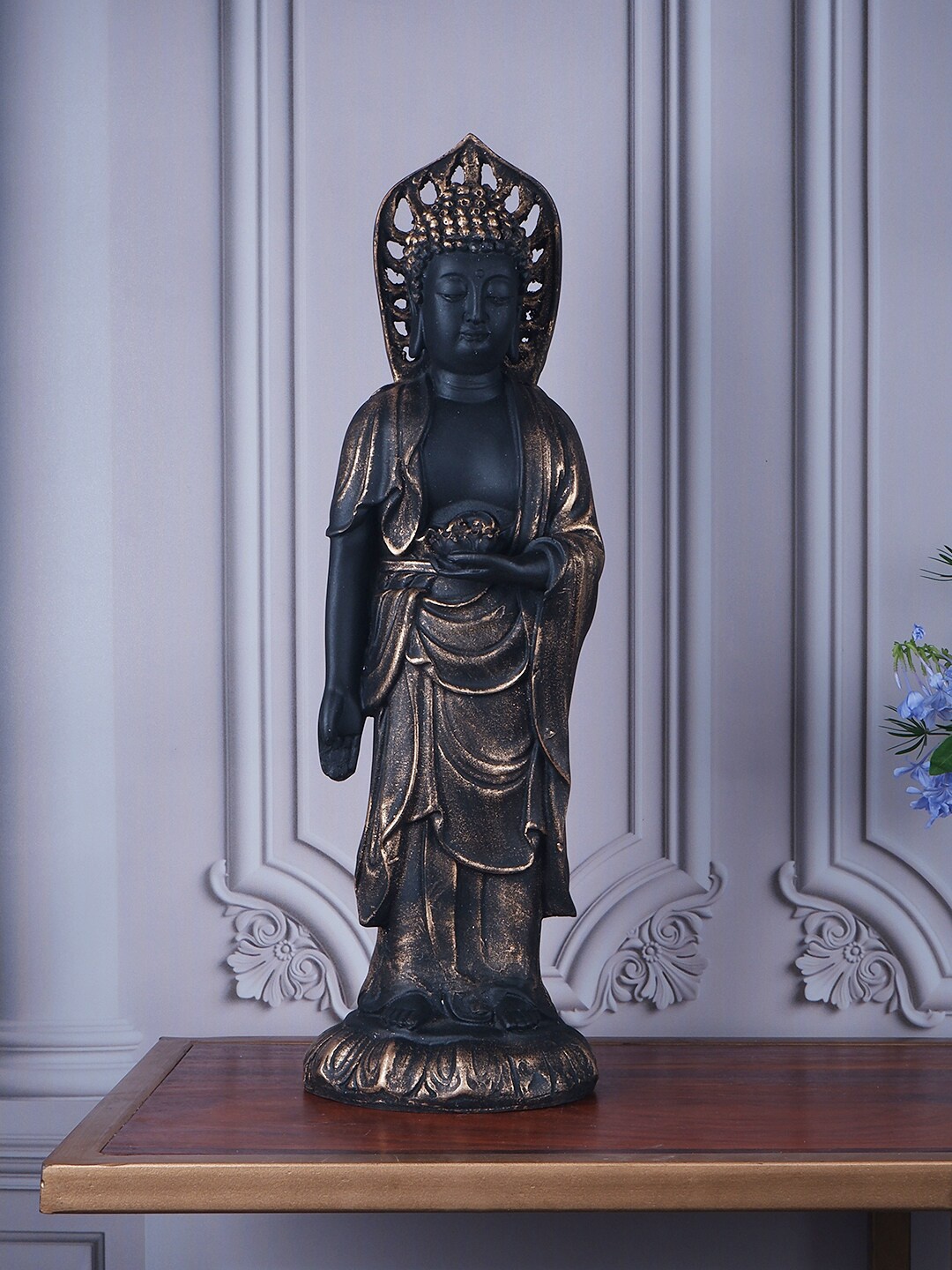 

THE WHITE INK DECOR Black Buddha Figurine Showpiece