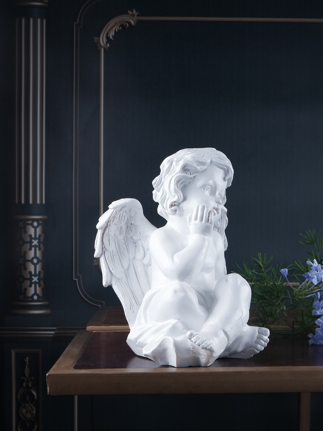 

THE WHITE INK DECOR White Premium Cupid Figurine Showpiece
