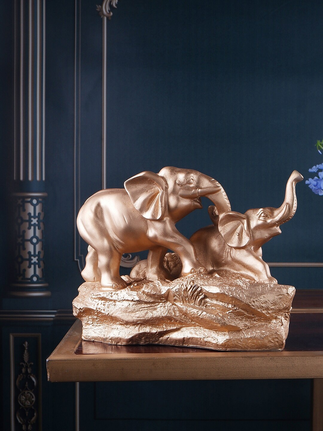 

THE WHITE INK DECOR Gold-Toned Elephant Figurine Showpiece