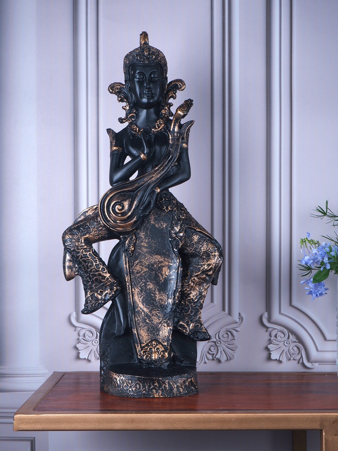 

THE WHITE INK DECOR Black Buddha Figurine Showpiece