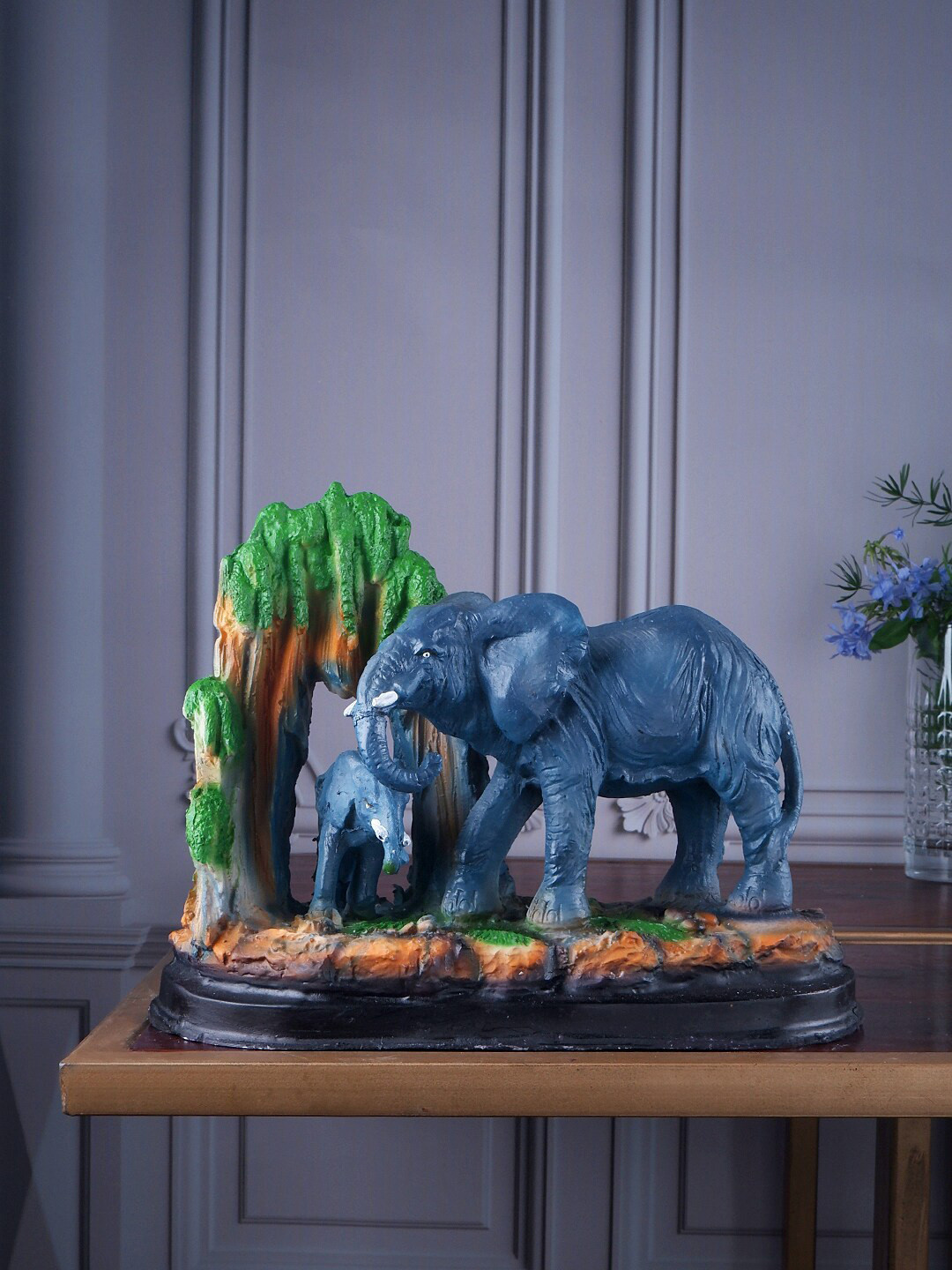 

THE WHITE INK DECOR Blue Premium Elephant Showpieces