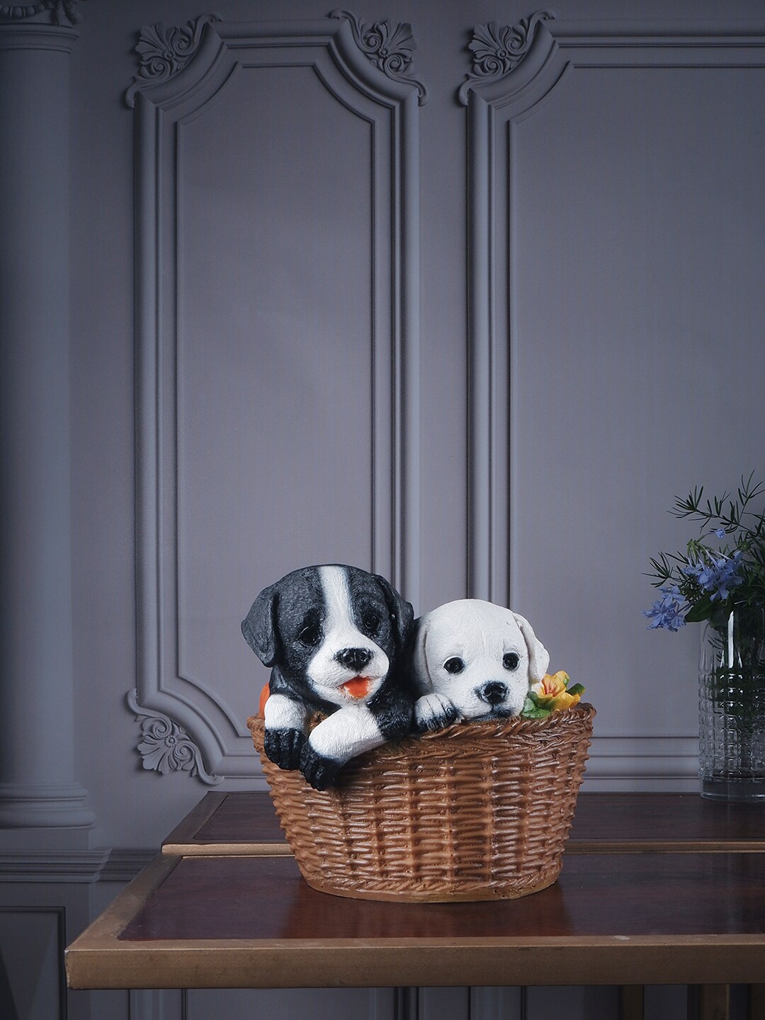 

THE WHITE INK DECOR Brown Dog Figurine Poly Resin Showpiece