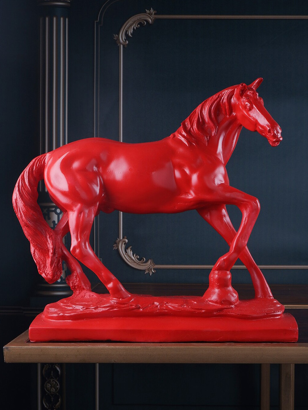 THE WHITE INK DECOR Red Horse Figurine Showpiece