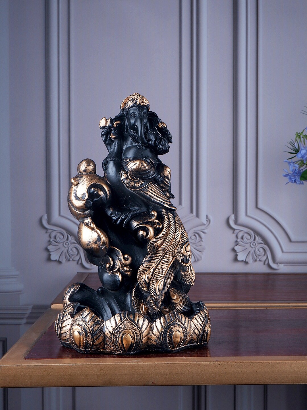

THE WHITE INK DECOR Black Premium Ganesha Showpiece