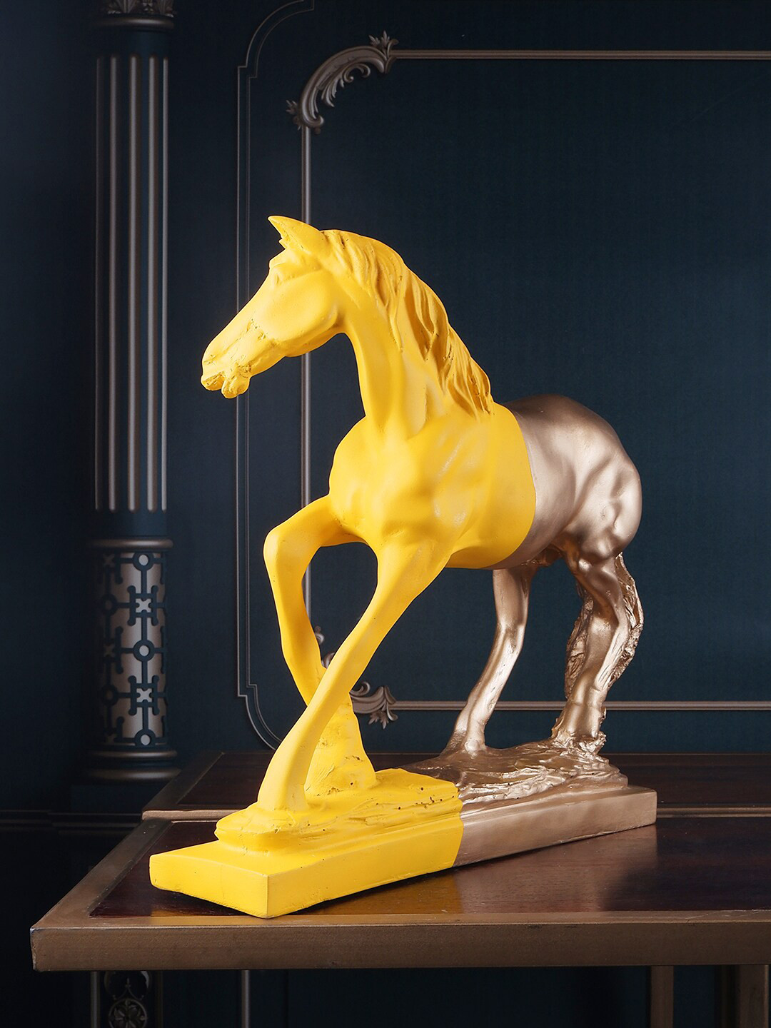 

THE WHITE INK DECOR Yellow Premium Horse Figurine Showpieces