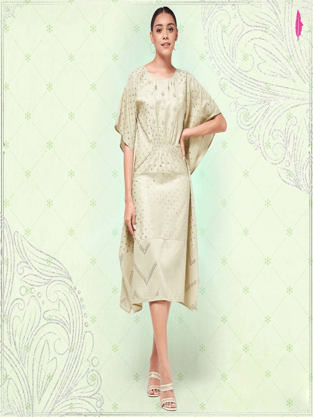 

Pannkh Green Kaftan Midi Dress