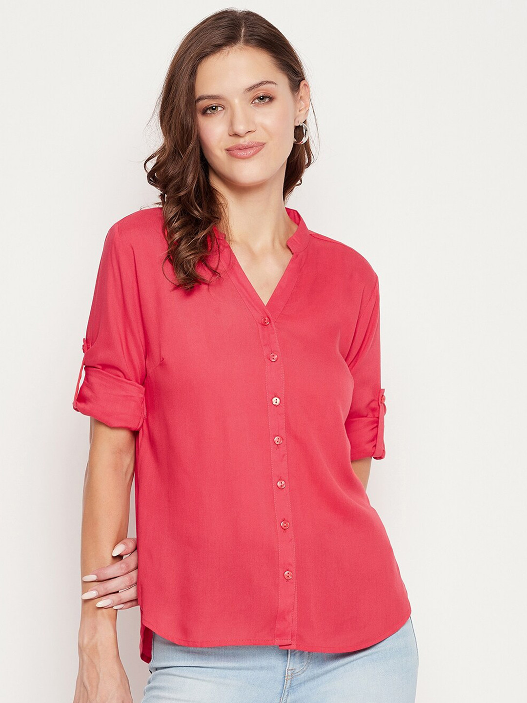 

Ruhaans Women Coral Classic Casual Shirt