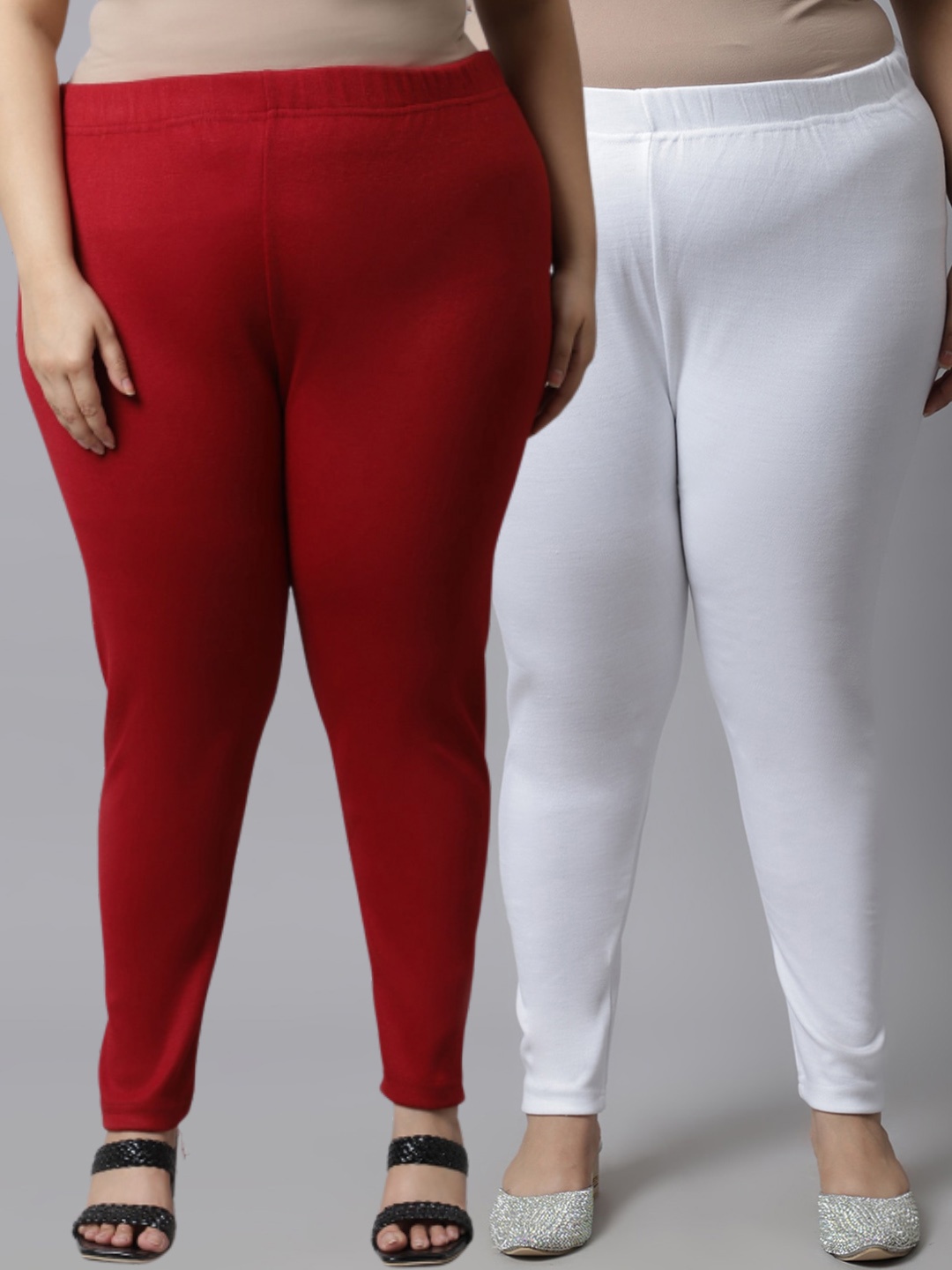 

TAG 7 PLUS Women Pack of 2 Maroon Solid Ankle-Length Leggings