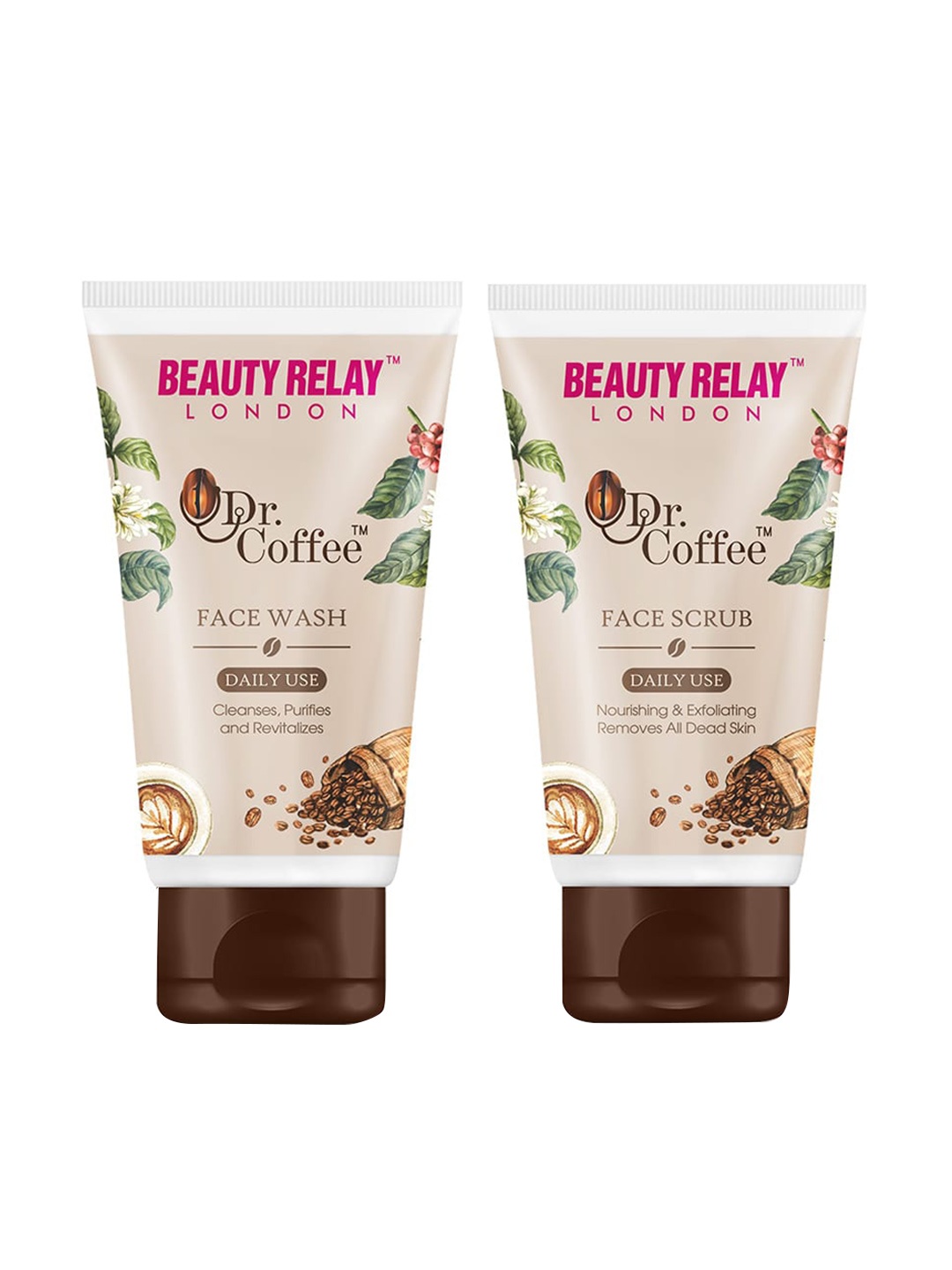 

BeautyRelay London Dr. Coffee Face Wash & Face Scrub 180g each - Buy 1 Get 1 Free, Brown