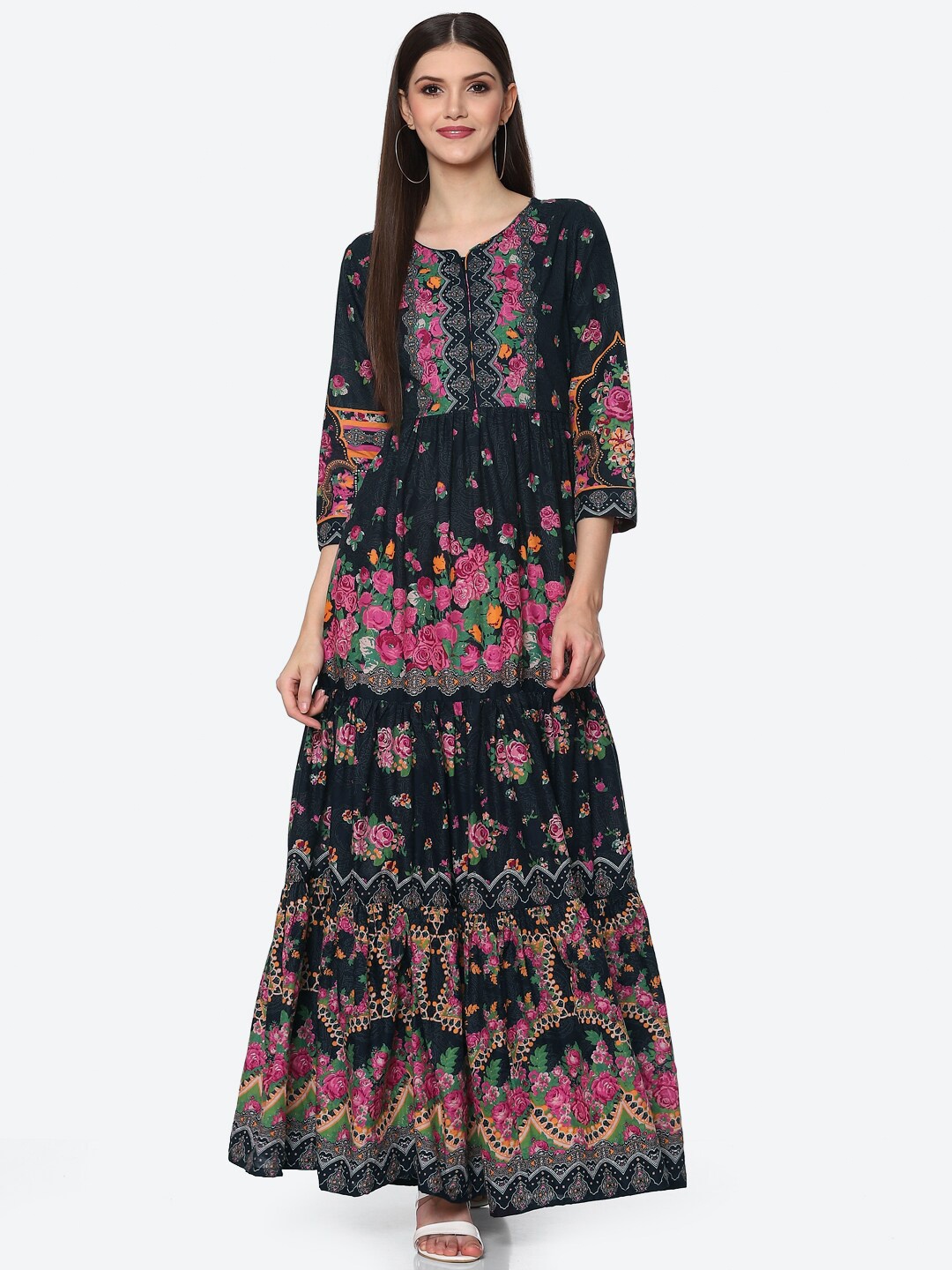 

Biba Black Floral Maxi Dress