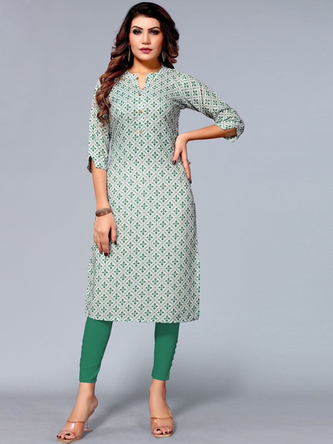 Nimayaa Women Green Ethnic Motifs Printed Kurta