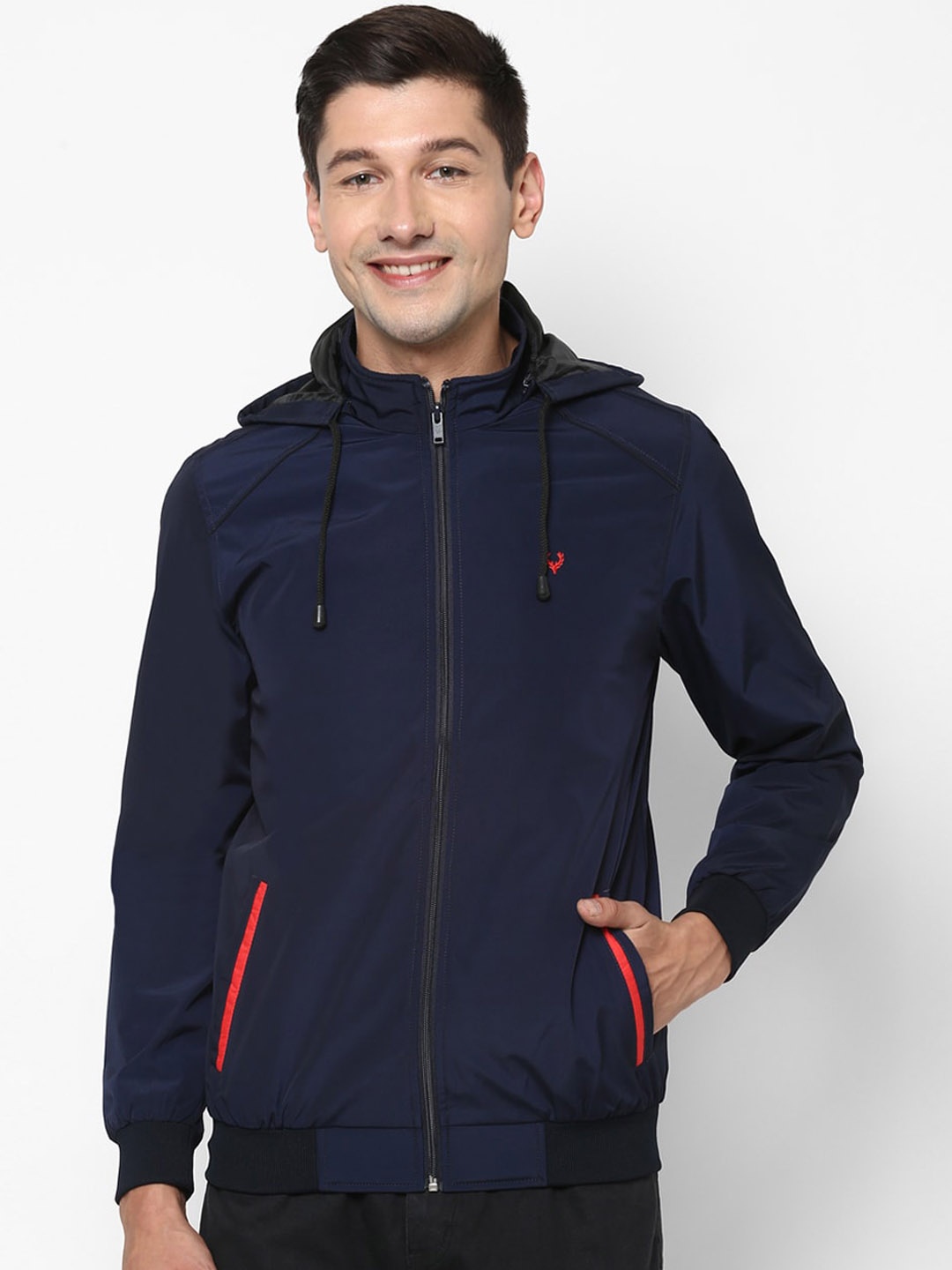 

Allen Solly Men Navy Blue Bomber Jacket