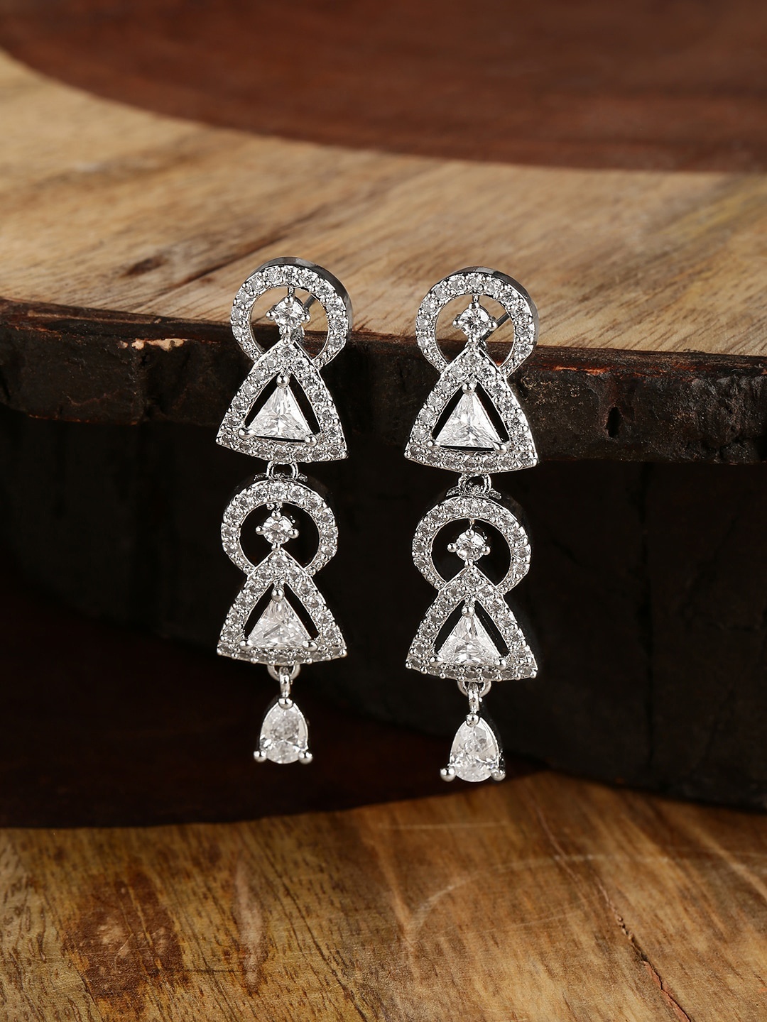 

HOT AND BOLD Silver-Toned Contemporary Drop Earrings