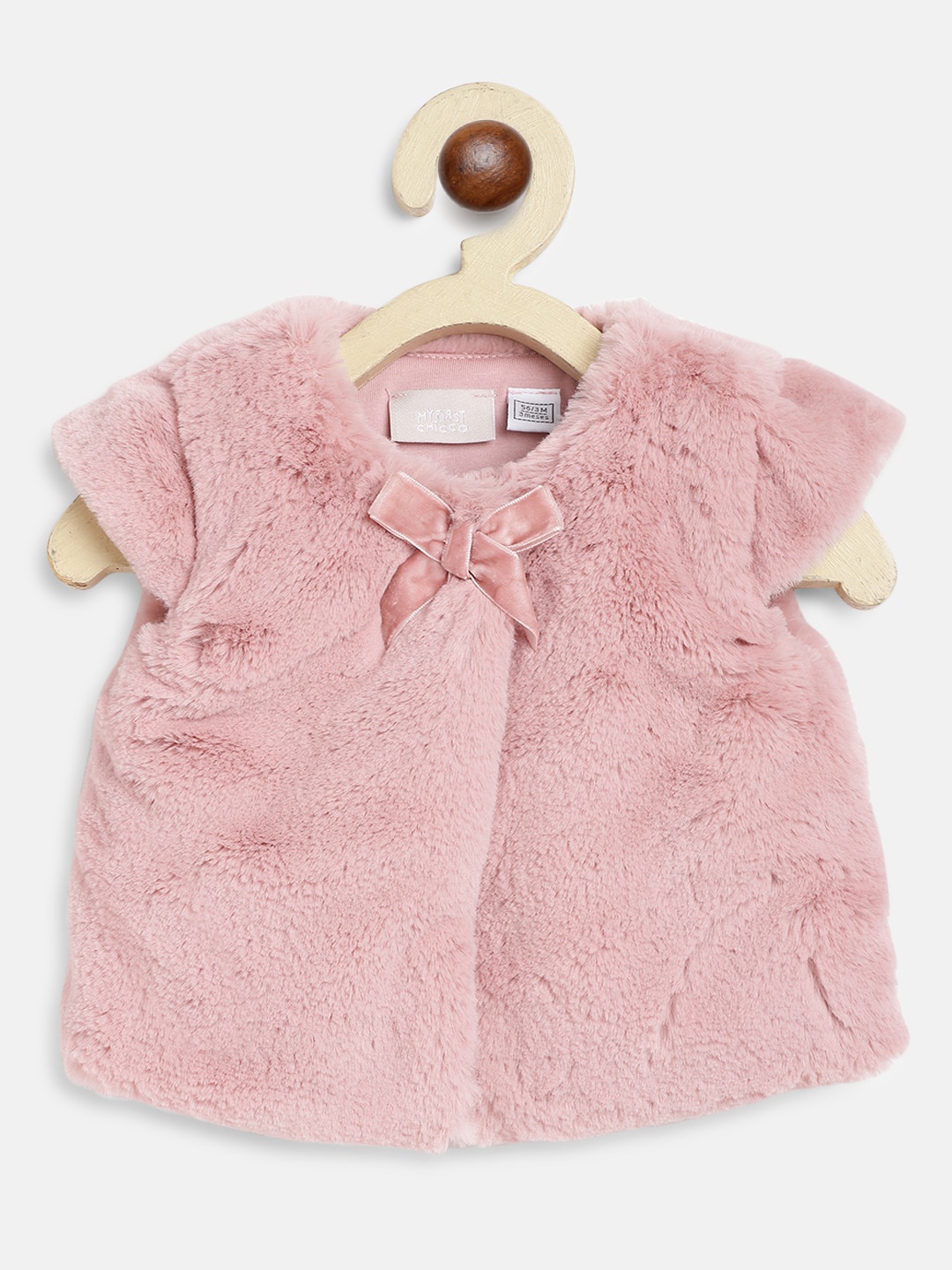 

Chicco Girls Pink Solid Collarless Lightweight Tailored Jacket