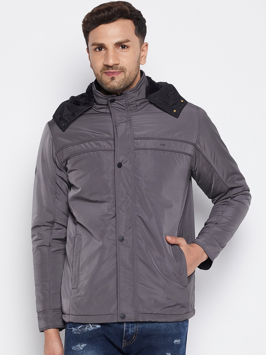 

Okane Men Grey Lightweight Open Front Jacket
